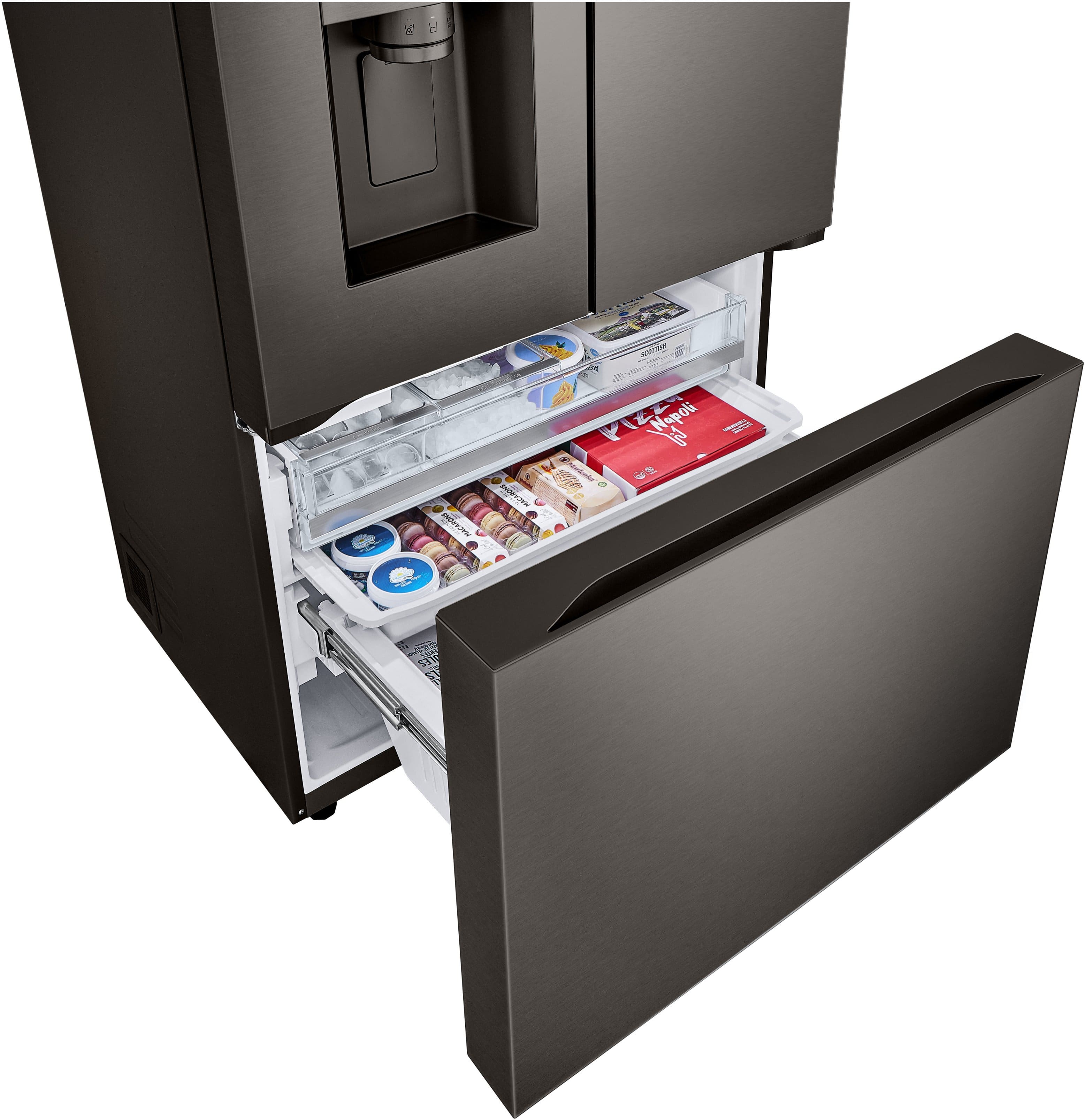 Alt View 37. LG - Counter-Depth MAX 25.5 Cu. Ft. French Door Smart Refrigerator with Four Kinds of Ice - Printproof Black Stainless Steel.