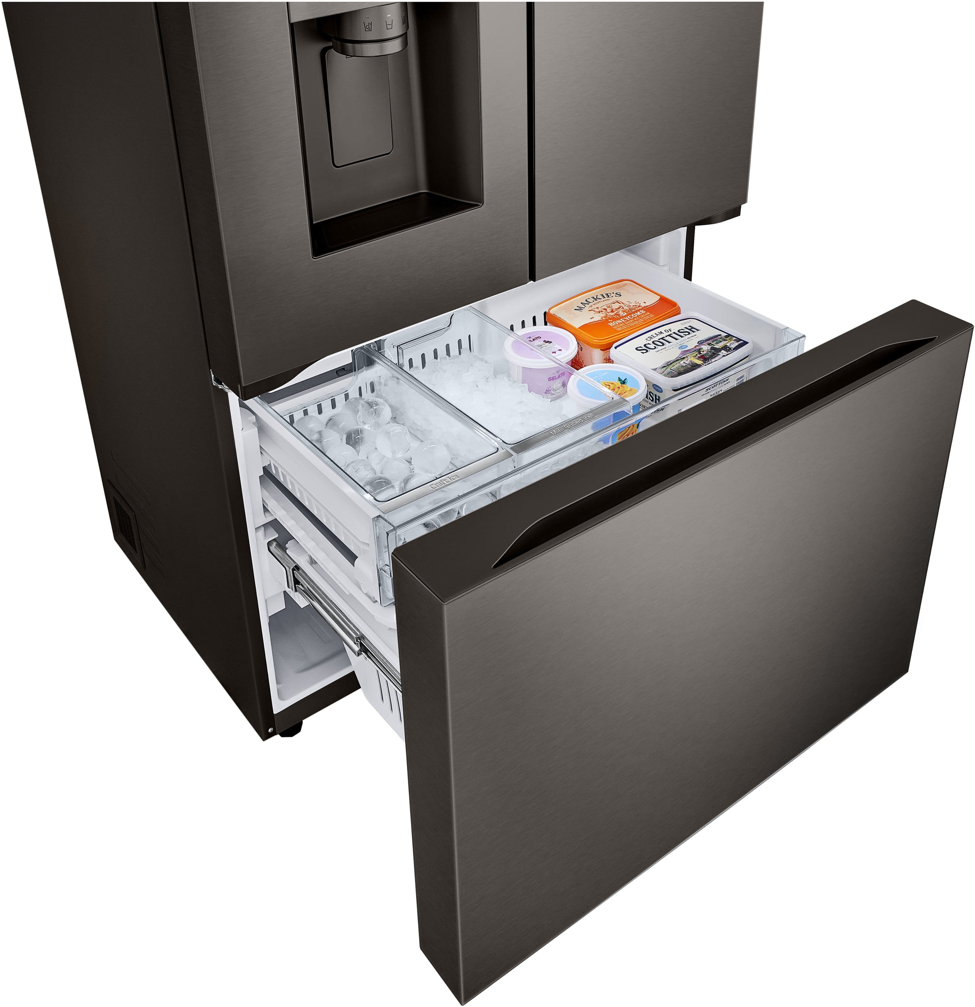 Alt View 38. LG - Counter-Depth MAX 25.5 Cu. Ft. French Door Smart Refrigerator with Four Kinds of Ice - Printproof Black Stainless Steel.