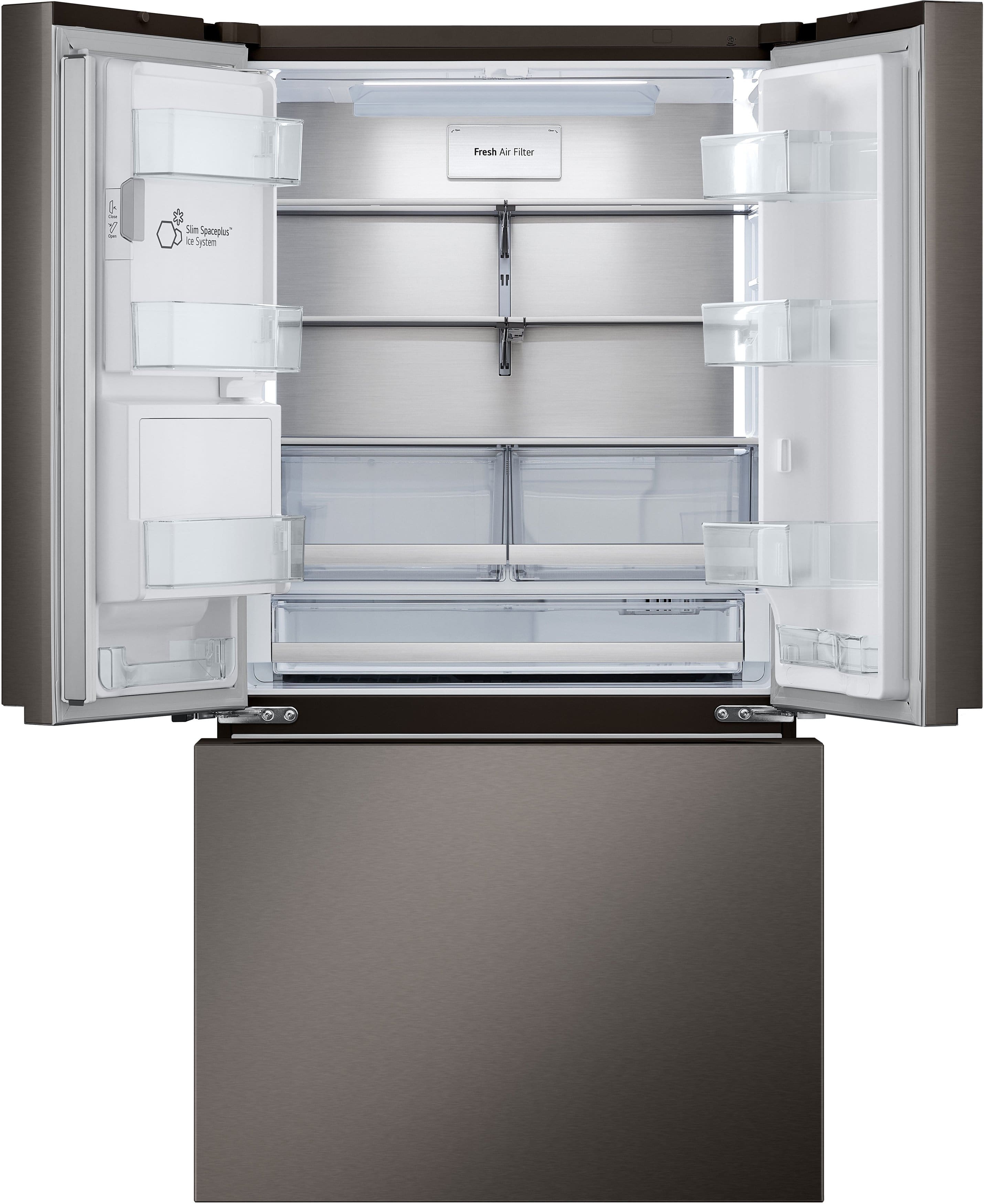 Alt View 4. LG - Counter-Depth MAX 25.5 Cu. Ft. French Door Smart Refrigerator with Four Kinds of Ice - Printproof Black Stainless Steel.