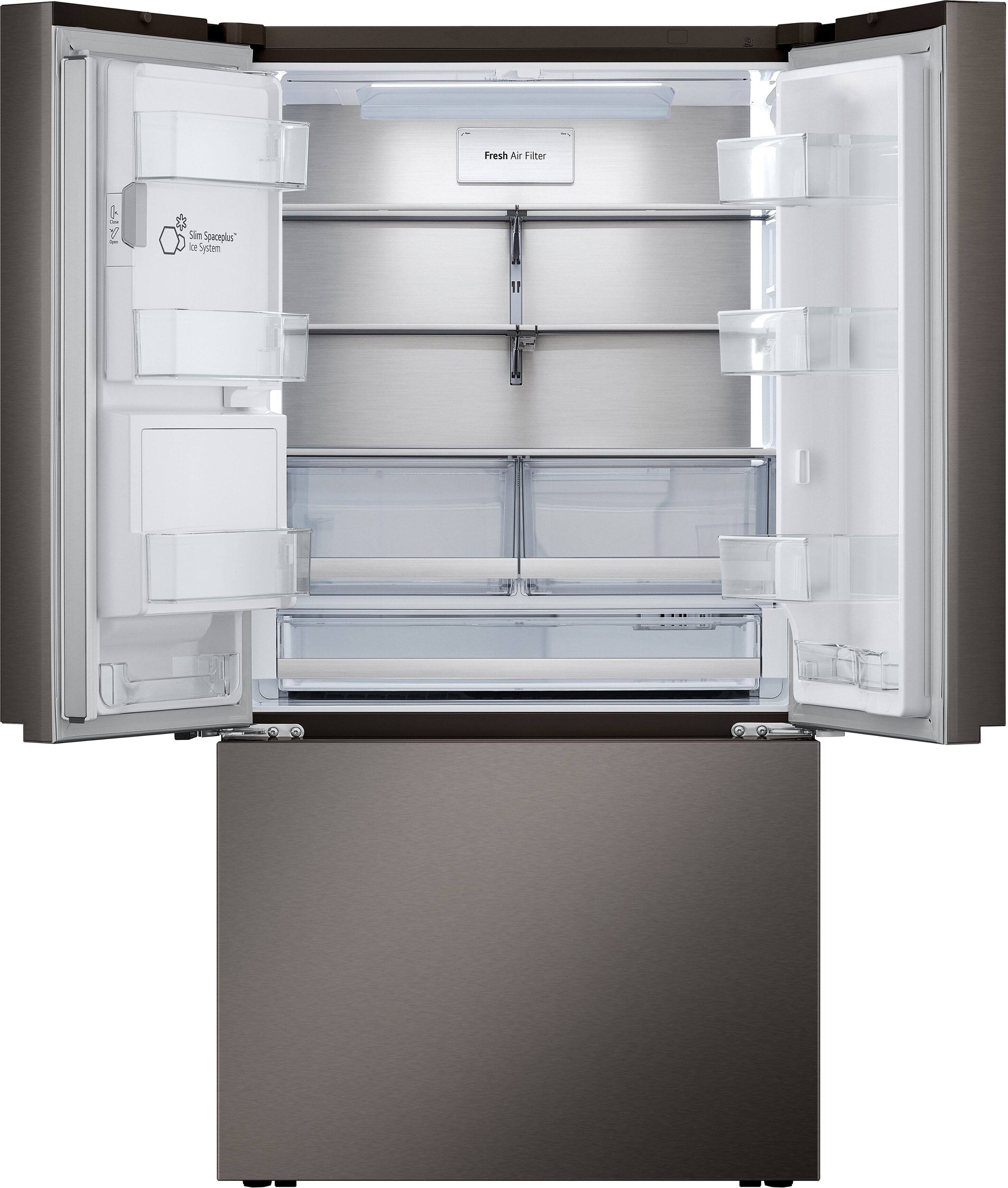 Alt View 5. LG - Counter-Depth MAX 25.5 Cu. Ft. French Door Smart Refrigerator with Four Kinds of Ice - Printproof Black Stainless Steel.