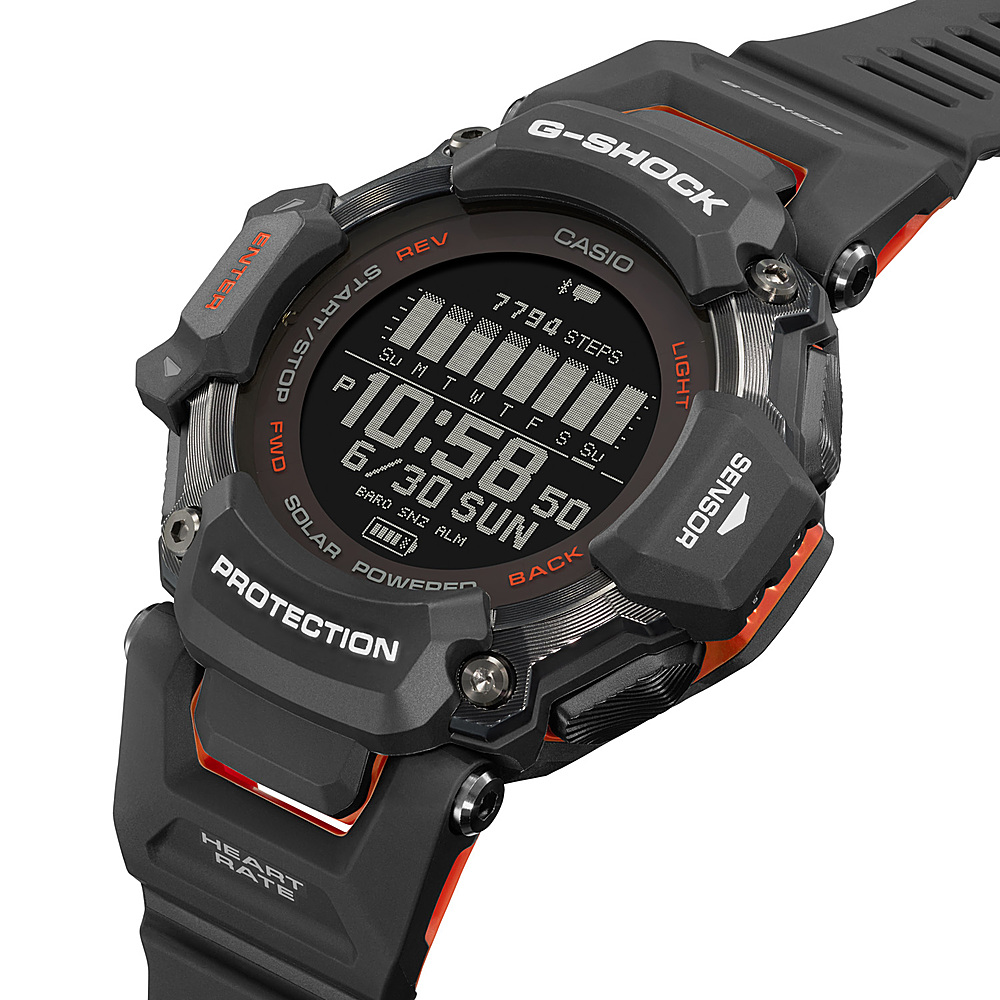 Angle View: Casio - G-Shock Move 52mm Heart Rate + GPS Solar Assist Resin Strap Smartwatch - Black