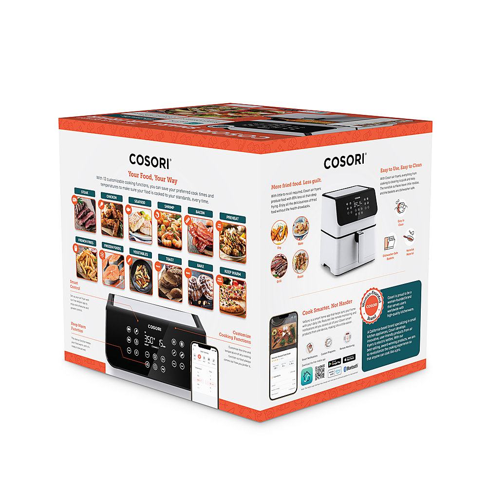COSORI Pro II 5.8-Quart Smart Air Fryer, 12-in-1, Walmart Exclusive Bonus,  White 