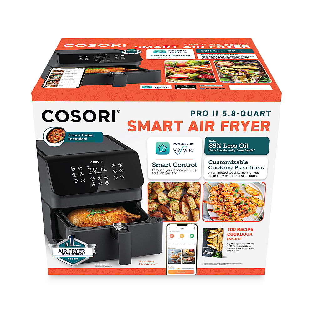 COSORI Air Fryer, Pro II 5.8 QT Large 12-in-1 Oven, Preheat & Keep Warm,  Bonus Pizza Pan, Black 