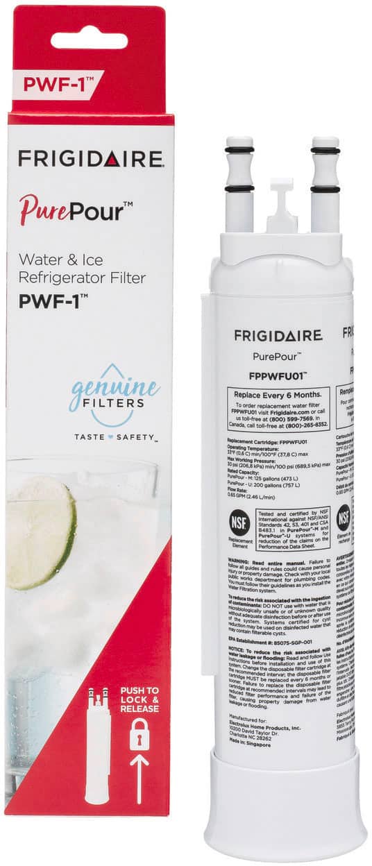 PurePour Water and Ice Refrigerator Filter PWF-1 for Select Frigidaire Refrigerators - White - Front_Zoom