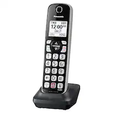 Angle. Panasonic - KX-TGDA86S Cordless Expansion Handset for KX-TGD86x Series Cordless Phone Systems - Black with Silver Trim.