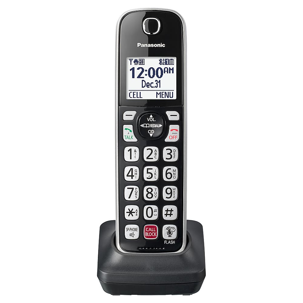 Left. Panasonic - KX-TGDA86S Cordless Expansion Handset for KX-TGD86x Series Cordless Phone Systems - Black with Silver Trim.