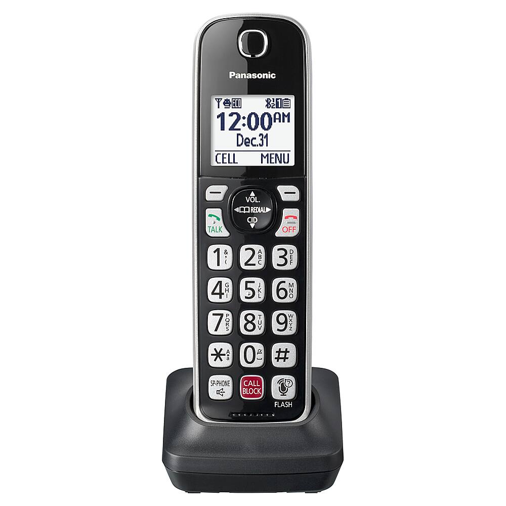 Left. Panasonic - KX-TGDA86S Cordless Expansion Handset for KX-TGD86x Series Cordless Phone Systems - Black with Silver Trim.