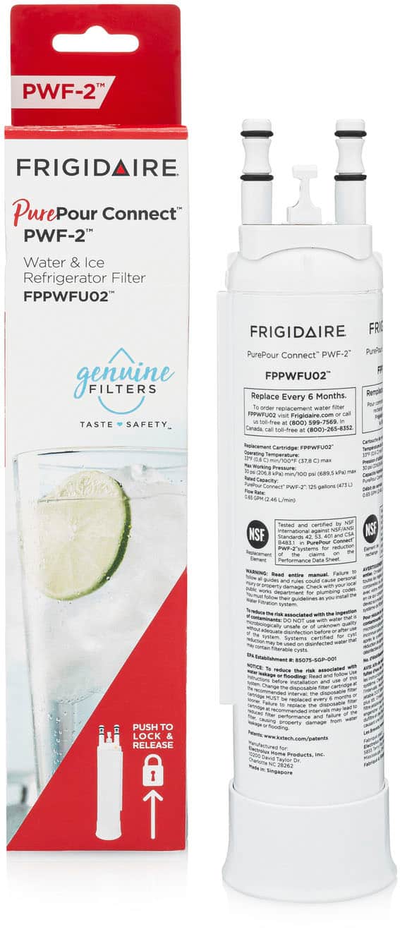 PurePour Connect PWF-2 Water and Ice Refrigerator Filter for Select Frigidaire Refrigerators - White - Front_Zoom