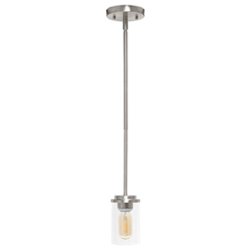 Lalia Home 1 Light Adjustable Pendant Fixture with Clear Glass Cylinder - Brushed nickel - Front_Zoom