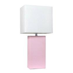 Lalia Home Table Lamp with Leather Base - Blush Pink - Front_Zoom