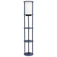 Simple Designs - Round Etagere Storage Floor Lamp with 2 USB, 1 Outlet - Navy - Front_Zoom