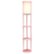 Angle Zoom. Simple Designs - Round Etagere Storage Floor Lamp with 2 USB, 1 Outlet - Light pink.