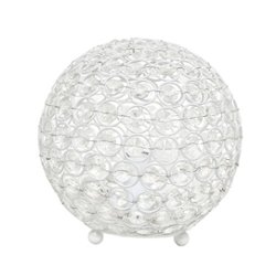 Lalia Home Table Lamp with Glamourous Crystal Orb - White - Front_Zoom