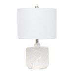 Front Zoom. Lalia Home - Table Lamp with Floral Textured Ceramic Eyelet Pattern - Off white.