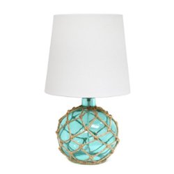 Lalia Home Colored Glass Rope Table Lamp - Aqua/White - Front_Zoom