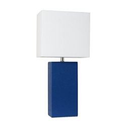 Lalia Home Table Lamp with Leather Base - Blue - Front_Zoom
