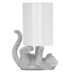 Lalia Home - Table Lamp with Diamond Studded Rhinestone Kitty Cat Look - Silver - Front_Zoom