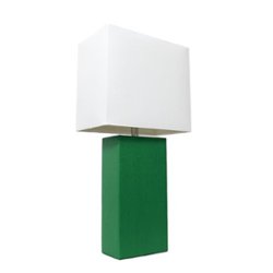 Lalia Home Table Lamp with Leather Base - Green - Front_Zoom