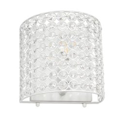 Lalia Home 1 Light Crystal and Metal Wall Sconce Lighting Fixture - White - Front_Zoom