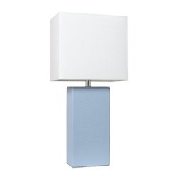 Lalia Home Table Lamp with Leather Base - Periwinkle - Front_Zoom