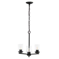 Lalia Home 3 Light Clear Glass and Metal Hanging Pendant Chandelier - Restoration bronze - Front_Zoom