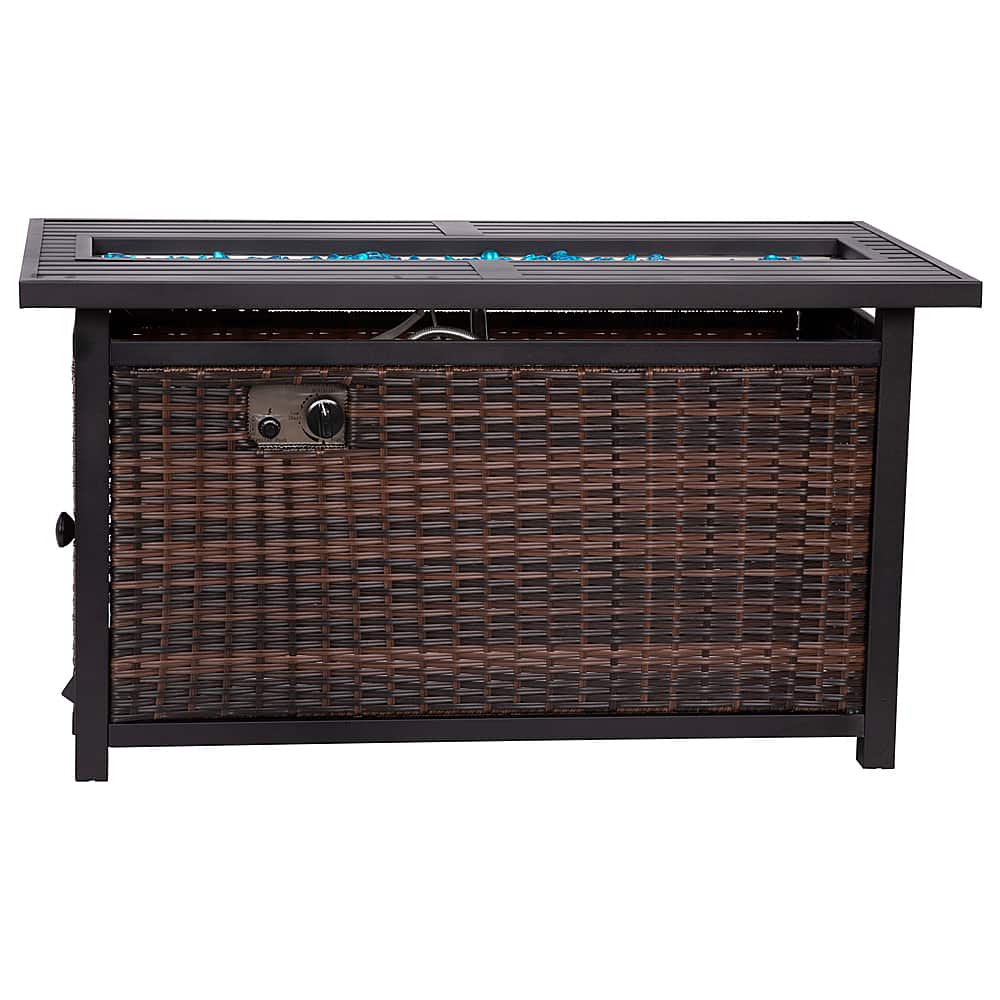 Alamont Home - Olympia Outdoor 50,000 BTU Fire Table with Steel Top and Wicker Base - Espresso/Black - Front_Zoom