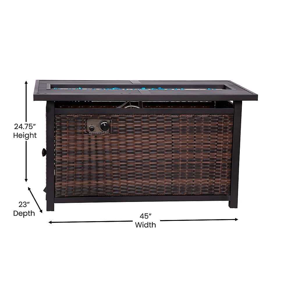 Alt View 13. Alamont Home - Olympia Outdoor 50,000 BTU Fire Table with Steel Top and Wicker Base - Espresso/Black.