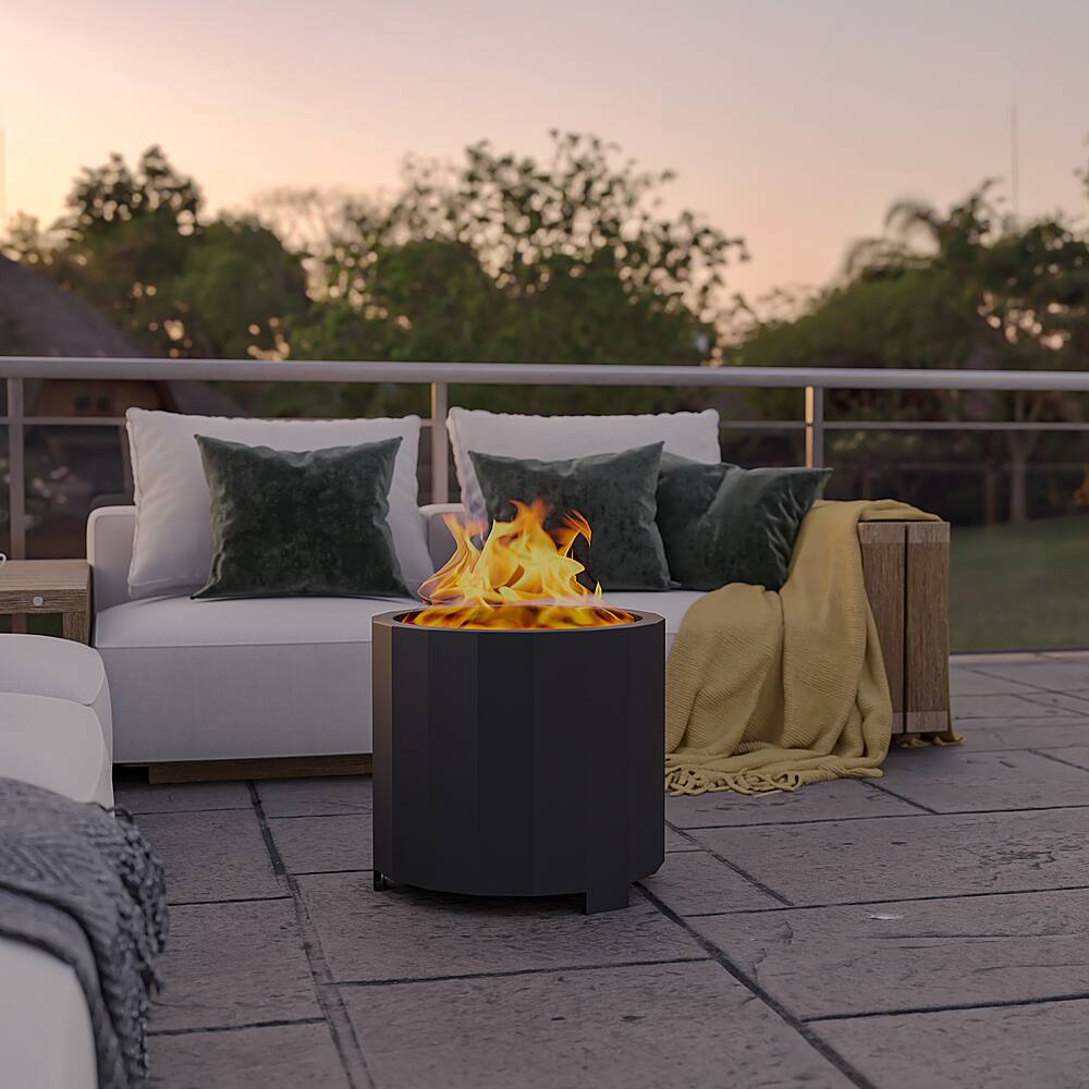 Alt View 11. Alamont Home - Titus Commercial Grade 19.5" Outdoor Smokeless Wood Burning Fire Pit - Black.