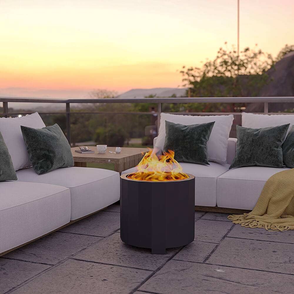 Alt View 14. Alamont Home - Titus Commercial Grade 19.5" Outdoor Smokeless Wood Burning Fire Pit - Black.