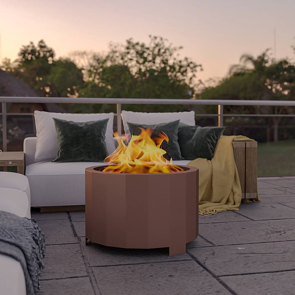 Alt View 11. Alamont Home - Titus Commercial Grade 27" Outdoor Smokeless Wood Burning Fire Pit - Bronze.