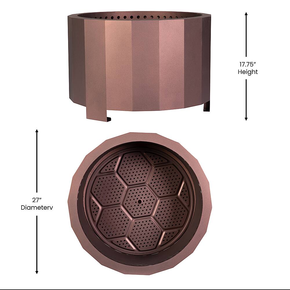 Alt View 12. Alamont Home - Titus Commercial Grade 27" Outdoor Smokeless Wood Burning Fire Pit - Bronze.