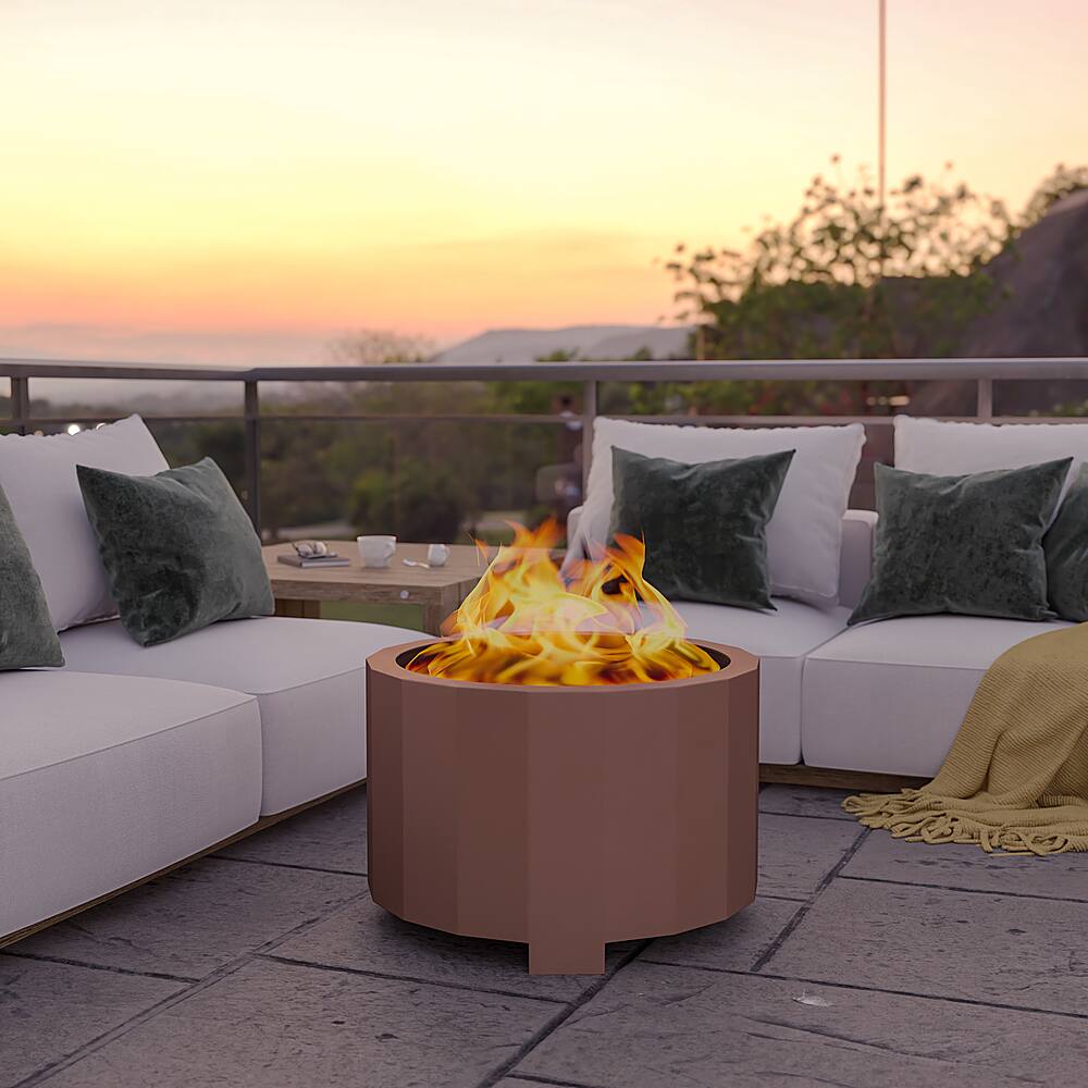 Alt View 14. Alamont Home - Titus Commercial Grade 27" Outdoor Smokeless Wood Burning Fire Pit - Bronze.