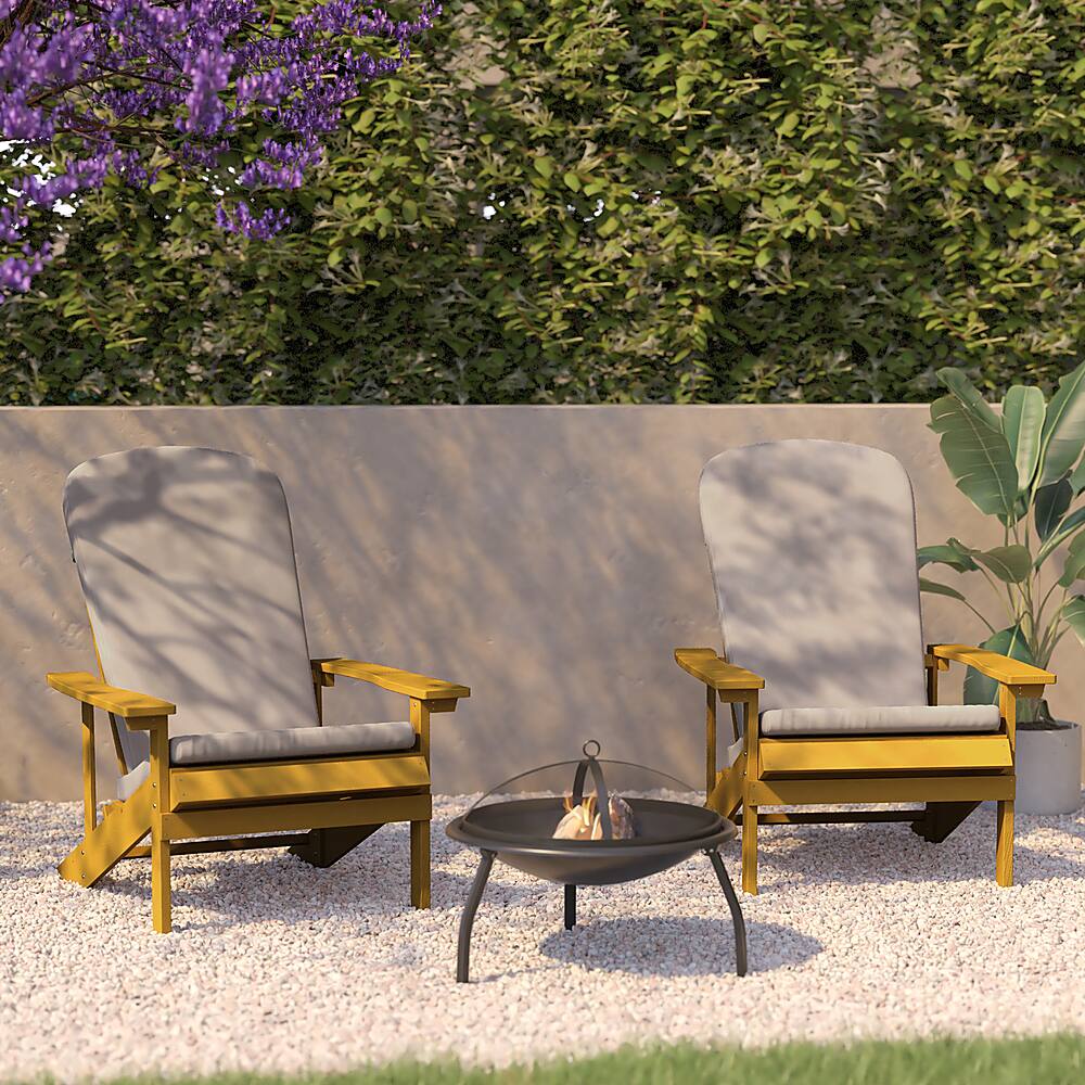 Alt View 12. Alamont Home - Charlestown Indoor/Outdoor Adirondack Chairs with Cushions - Set of 2 - Yellow/Cream.