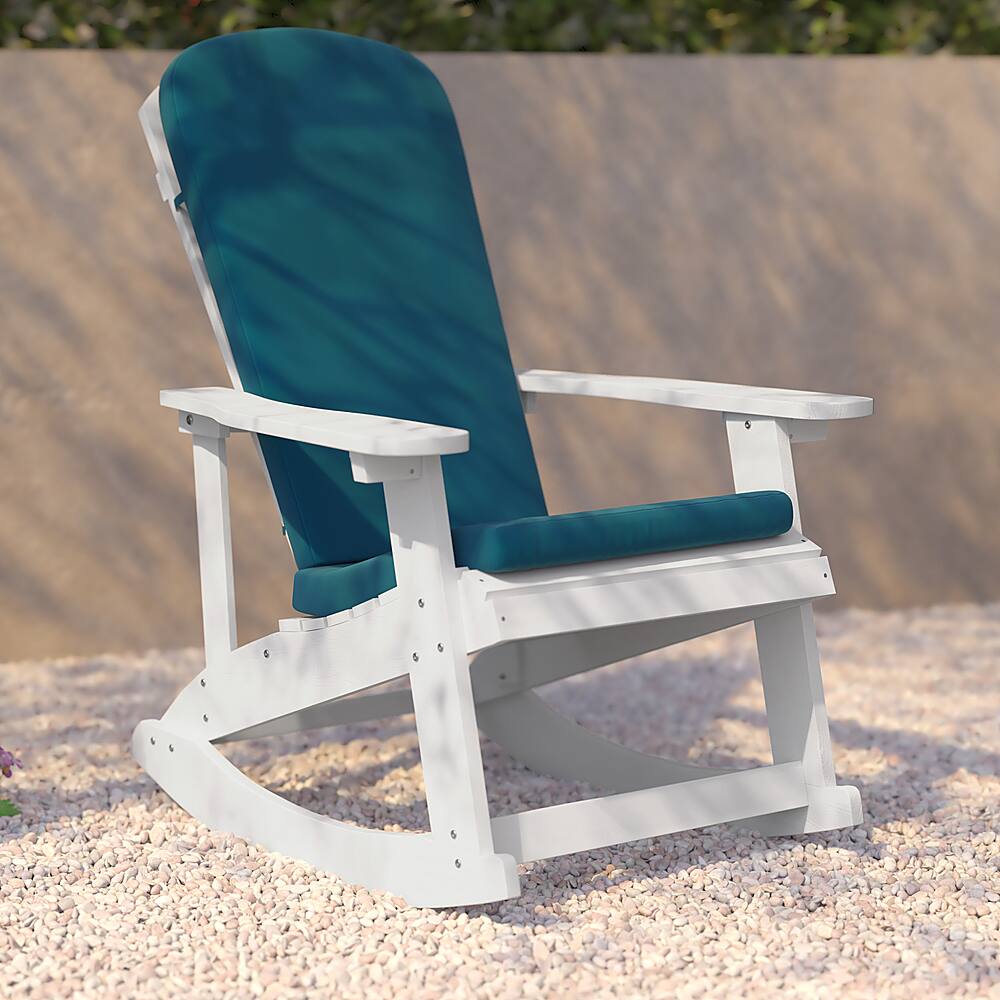 Alt View 15. Alamont Home - Savannah Indoor/Outdoor Rocking Adirondack Chairs with Cushions - Set of 2 - White/Teal.