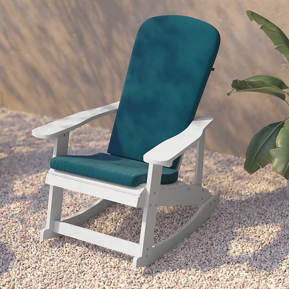 Alt View 16. Alamont Home - Savannah Indoor/Outdoor Rocking Adirondack Chairs with Cushions - Set of 2 - White/Teal.