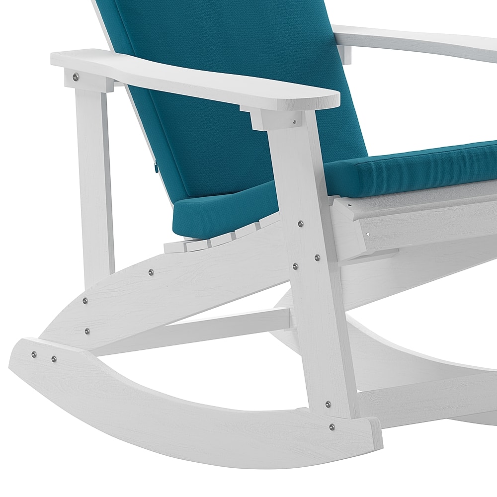 Alt View 18. Alamont Home - Savannah Indoor/Outdoor Rocking Adirondack Chairs with Cushions - Set of 2 - White/Teal.