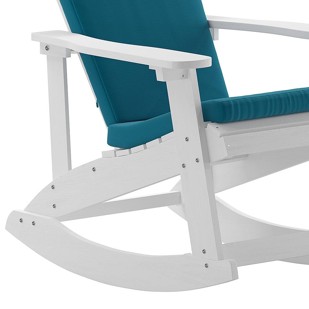 Alt View 18. Alamont Home - Savannah Indoor/Outdoor Rocking Adirondack Chairs with Cushions - Set of 2 - White/Teal.