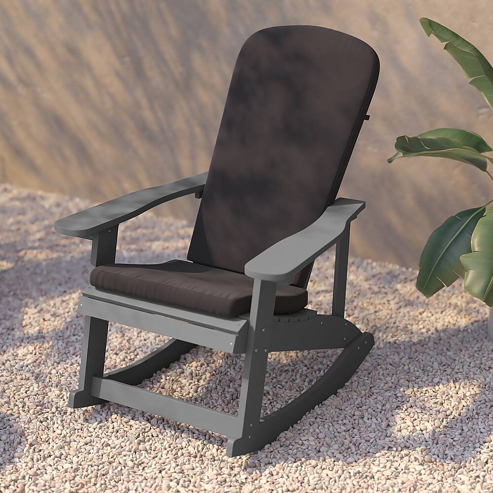 Alt View 16. Alamont Home - Savannah Indoor/Outdoor Rocking Adirondack Chairs with Cushions - Set of 2 - Gray.