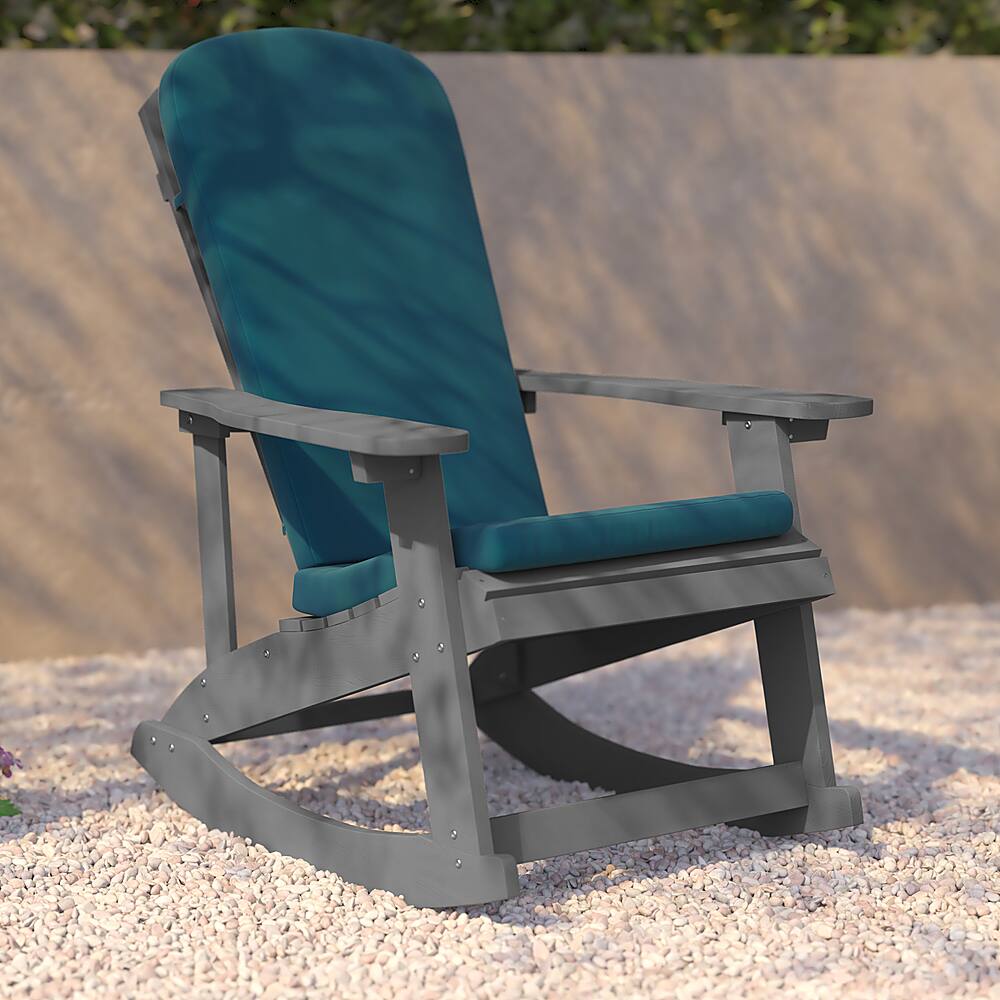 Alt View 15. Alamont Home - Savannah Indoor/Outdoor Rocking Adirondack Chairs with Cushions - Set of 2 - Gray/Teal.