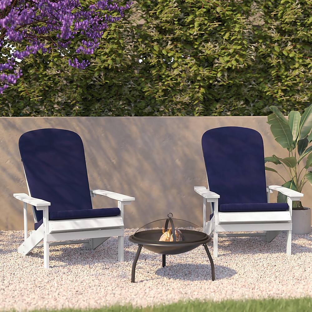 Alt View 12. Alamont Home - Charlestown Indoor/Outdoor Adirondack Chairs with Cushions - Set of 2 - White/Blue.