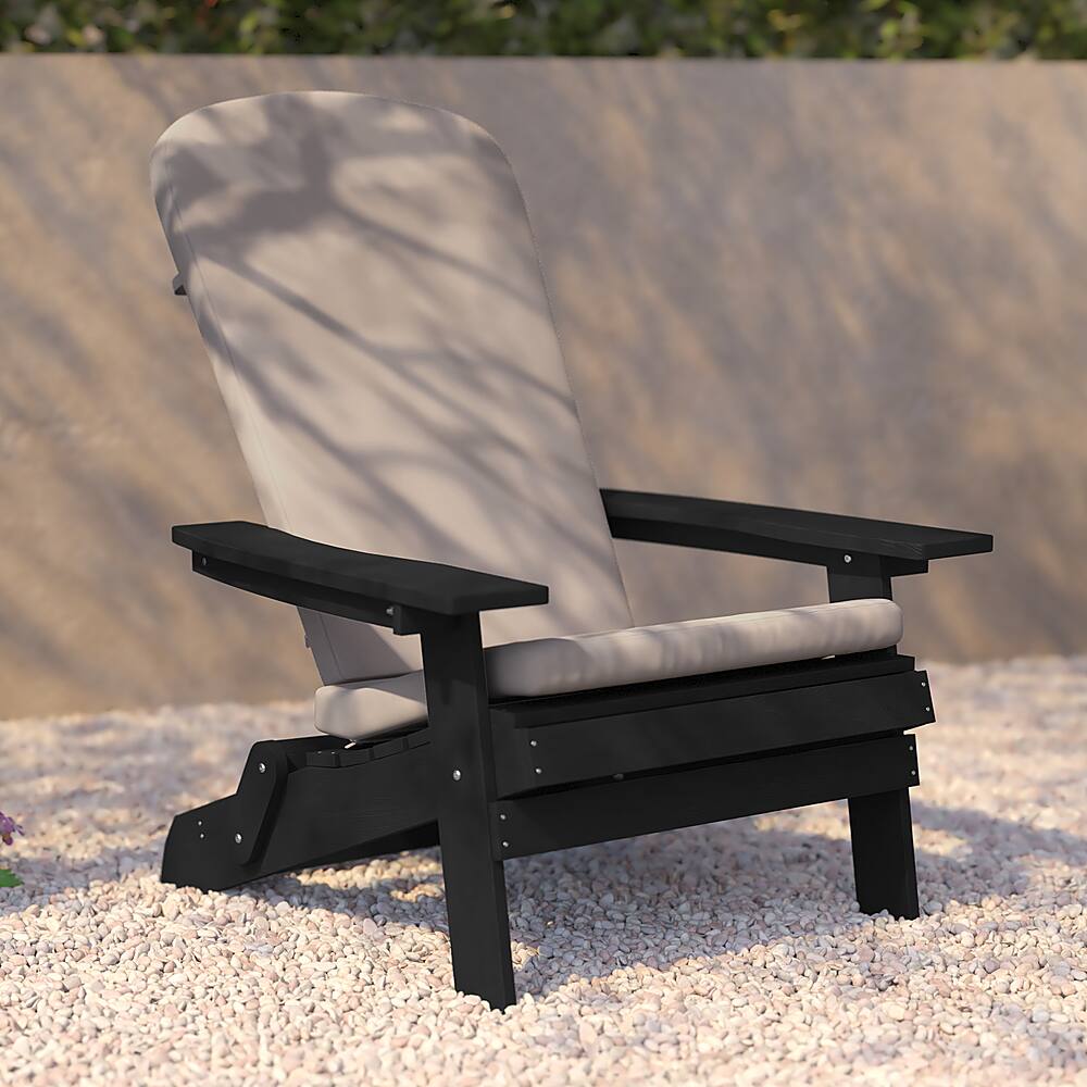 Alt View 15. Alamont Home - Charlestown Indoor/Outdoor Folding Adirondack Chairs with Cushions - Set of 2 - Black/Cream.