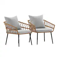 Alamont Home - Hensley All-Weather Rattan Wicker Patio Chairs with Cushions - 2 Pack - Natural/Gray - Front_Zoom