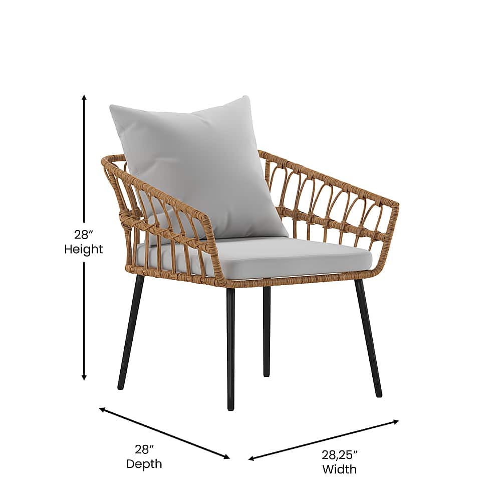 Alt View 13. Alamont Home - Hensley All-Weather Rattan Wicker Patio Chairs with Cushions - 2 Pack - Natural/Gray.