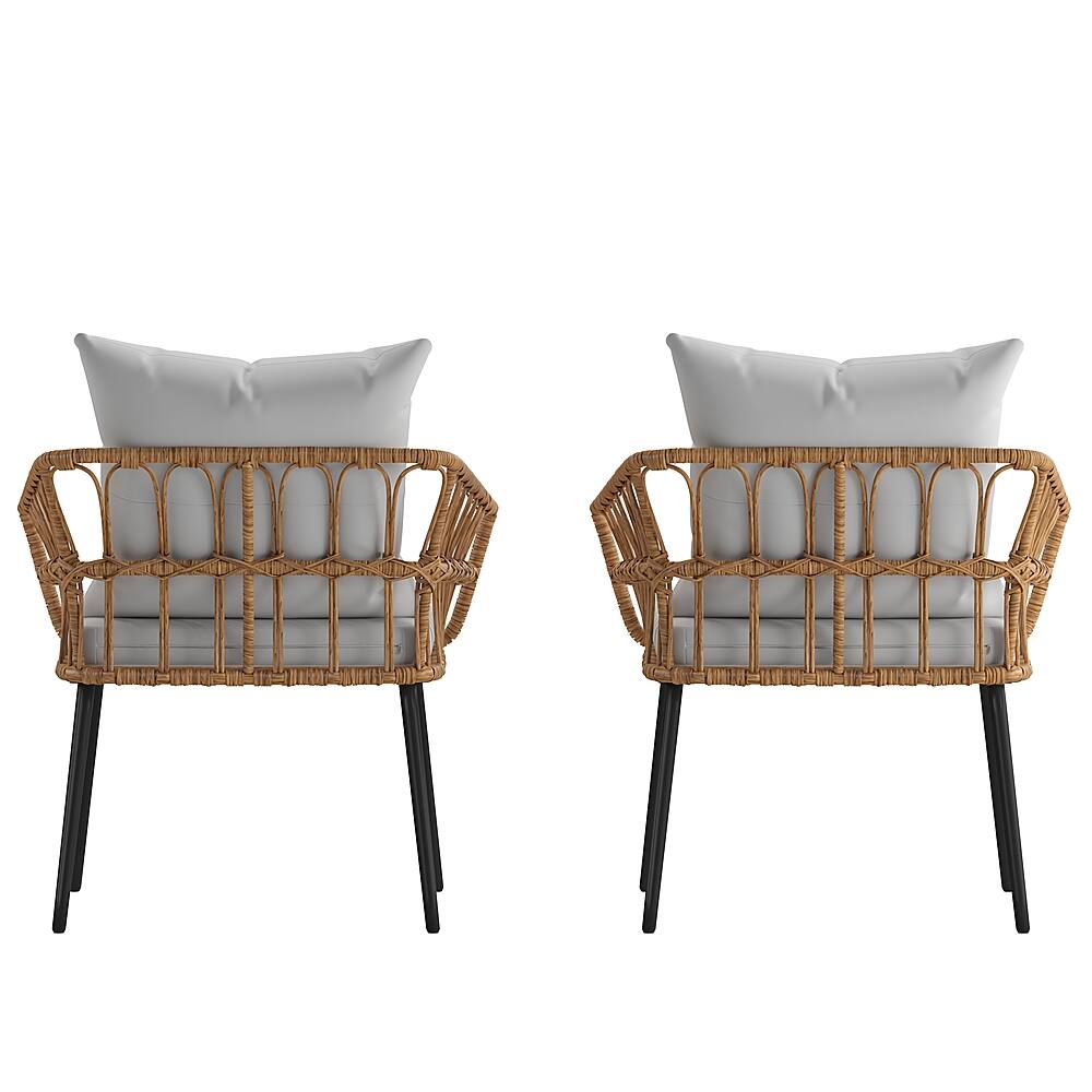 Alt View 16. Alamont Home - Hensley All-Weather Rattan Wicker Patio Chairs with Cushions - 2 Pack - Natural/Gray.