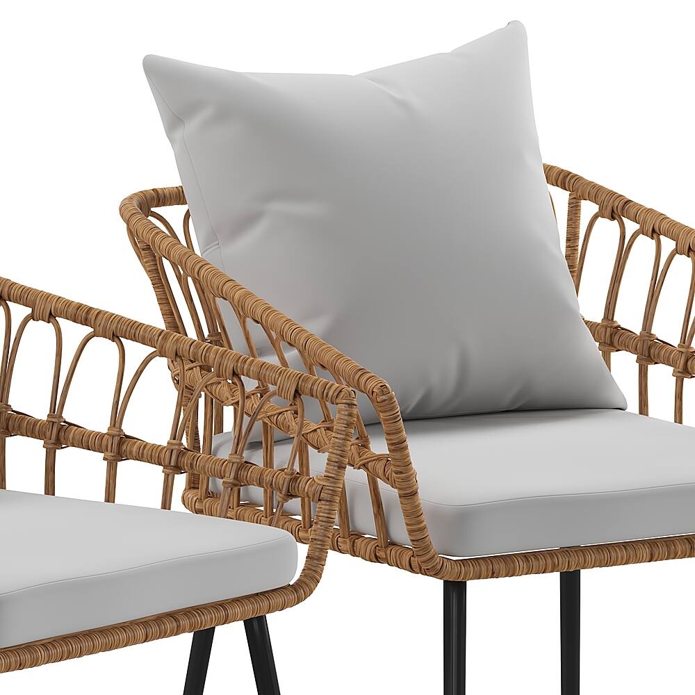 Alt View 17. Alamont Home - Hensley All-Weather Rattan Wicker Patio Chairs with Cushions - 2 Pack - Natural/Gray.