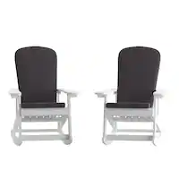 Alamont Home - Savannah Indoor/Outdoor Rocking Adirondack Chairs with Cushions - Set of 2 - White/Gray - Front_Zoom