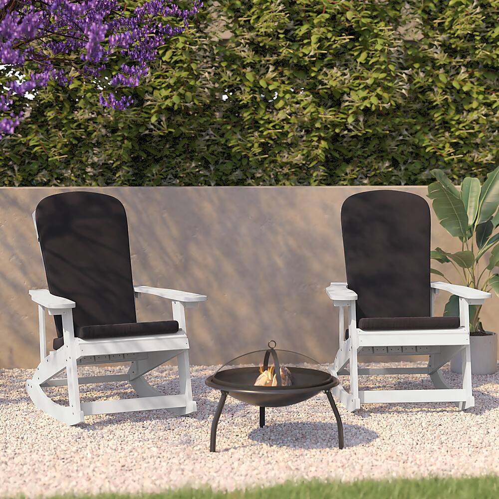 Alt View 12. Alamont Home - Savannah Indoor/Outdoor Rocking Adirondack Chairs with Cushions - Set of 2 - White/Gray.