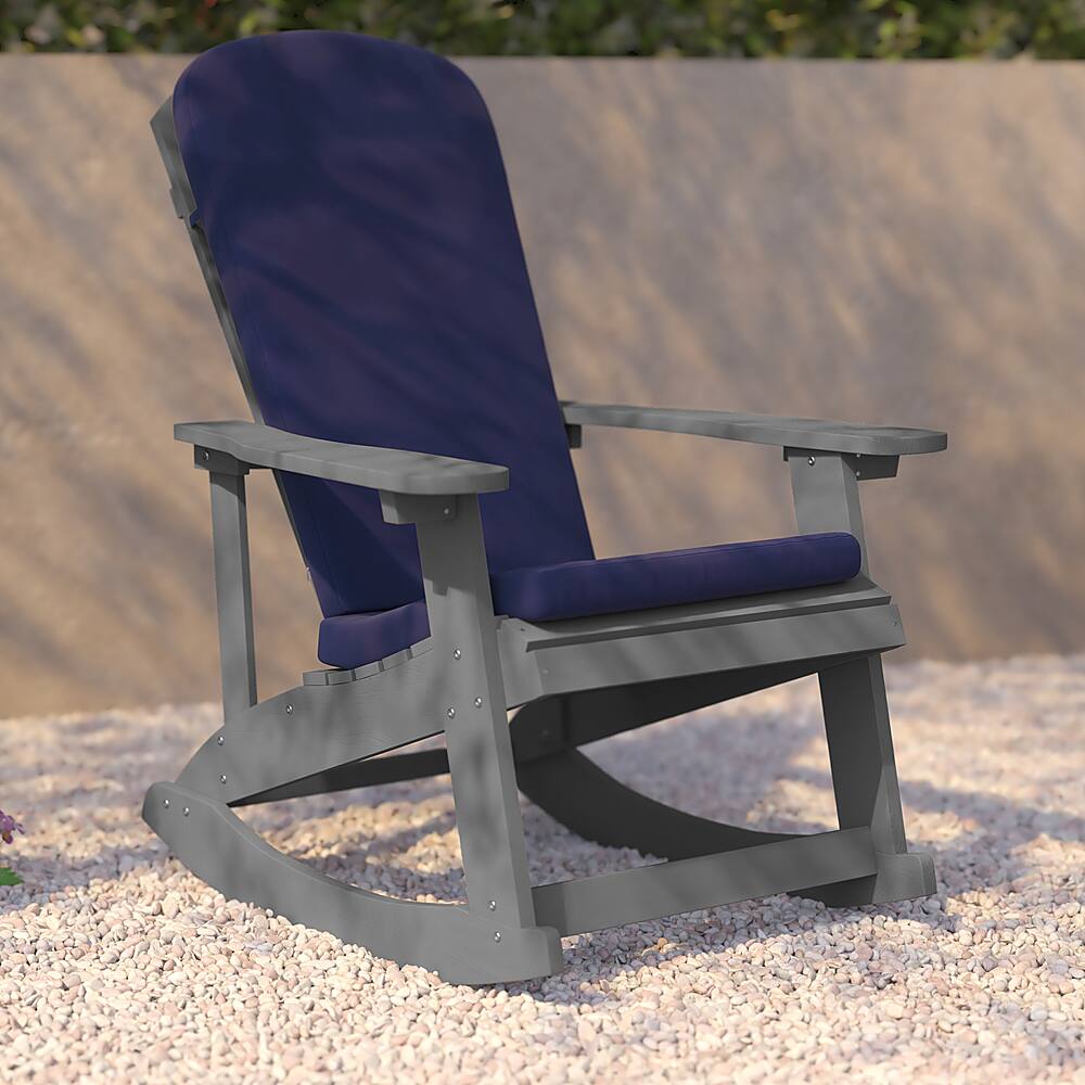 Alt View 15. Alamont Home - Savannah Indoor/Outdoor Rocking Adirondack Chairs with Cushions - Set of 2 - Gray/Blue.