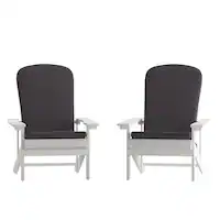 Alamont Home - Charlestown Indoor/Outdoor Adirondack Chairs with Cushions - Set of 2 - White/Gray - Front_Zoom