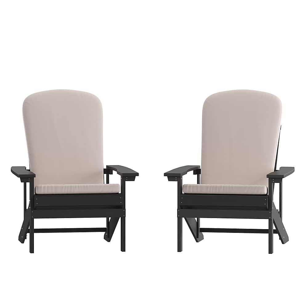 Front. Alamont Home - Charlestown Indoor/Outdoor Adirondack Chairs with Cushions - Set of 2 - Slate Gray/Cream.